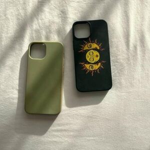 Sun Design Black and Olive Phone Cases